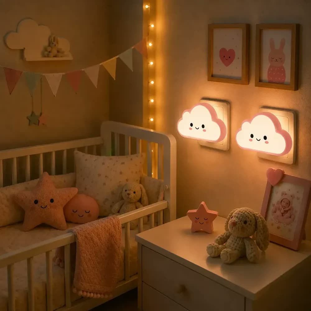Luminária Nuvem Infantil Led Bivolt Luz De Presença Para Quarto De Bebê E Crianças Abajur De Tomada Decorativo Iluminação Noturna Suave Ideal Para Sono Tranquilo Decorativa Econômica E Segura