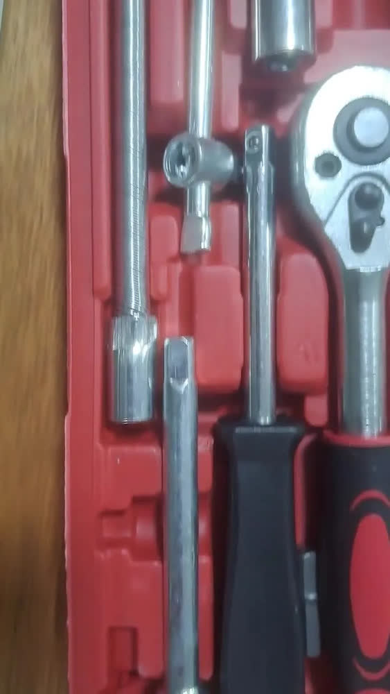 foto de Kit Jogo Chaves Fenda Philips Catraca Soquete Allen Canhão 46 Peças Com Maleta Portátil Completa Mecânico Oficina Manutenção Casa Carro Profissional Resistente Uso Doméstico Compacto Original Hexon