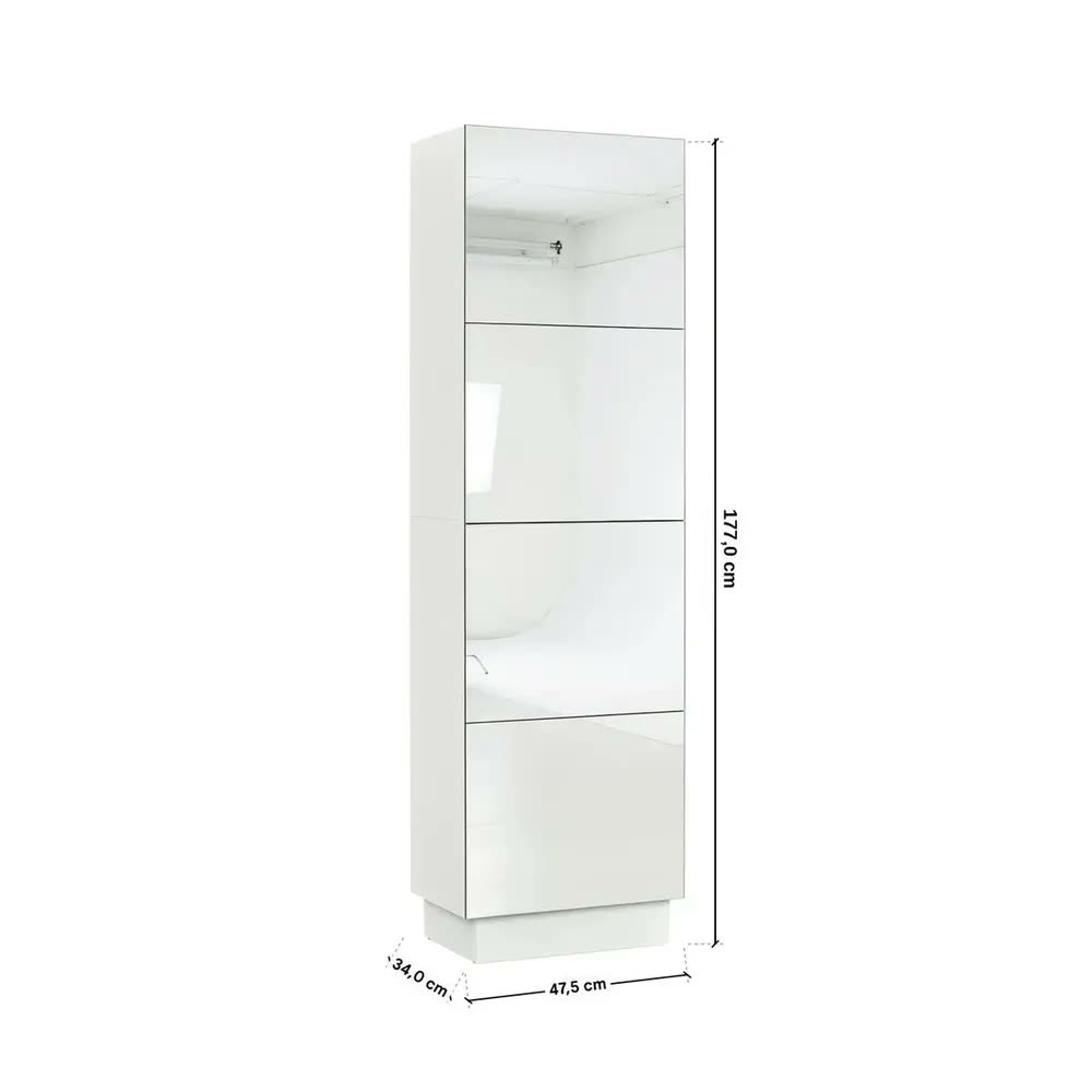 foto de Sapateira Portas Laine Com Espelho Prateleiras 1 Gaveta Para Organizador Quarto Sala Acessórios Roupas Cor Branco