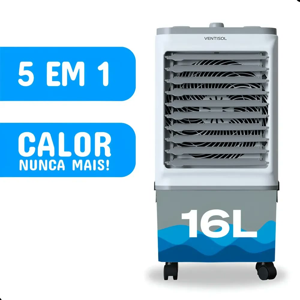 foto de Climatizador Ar Ventilador Umidificador 16 Litros Ventisol Cinza