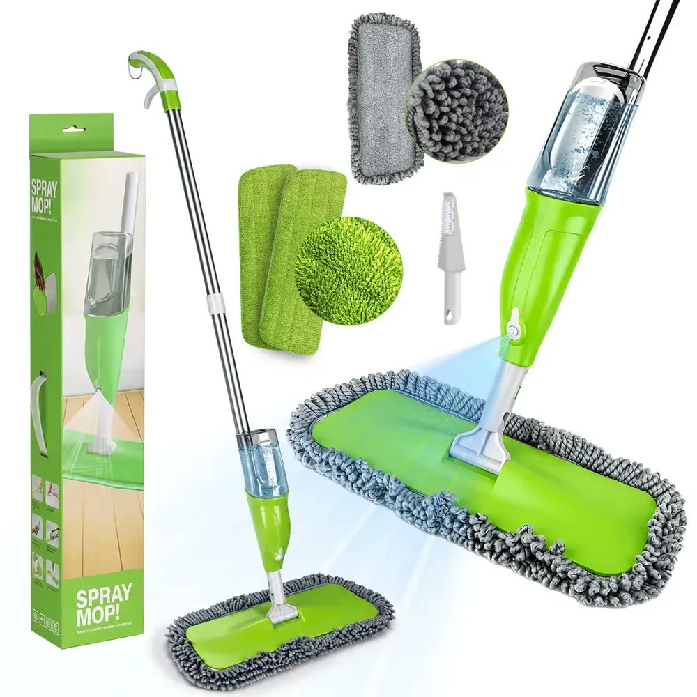 Mop Spray Lehmox 360° Giratório com Cabo de Alumínio e 3 Panos de Microfibra para Piso Laminado e Porcelanato