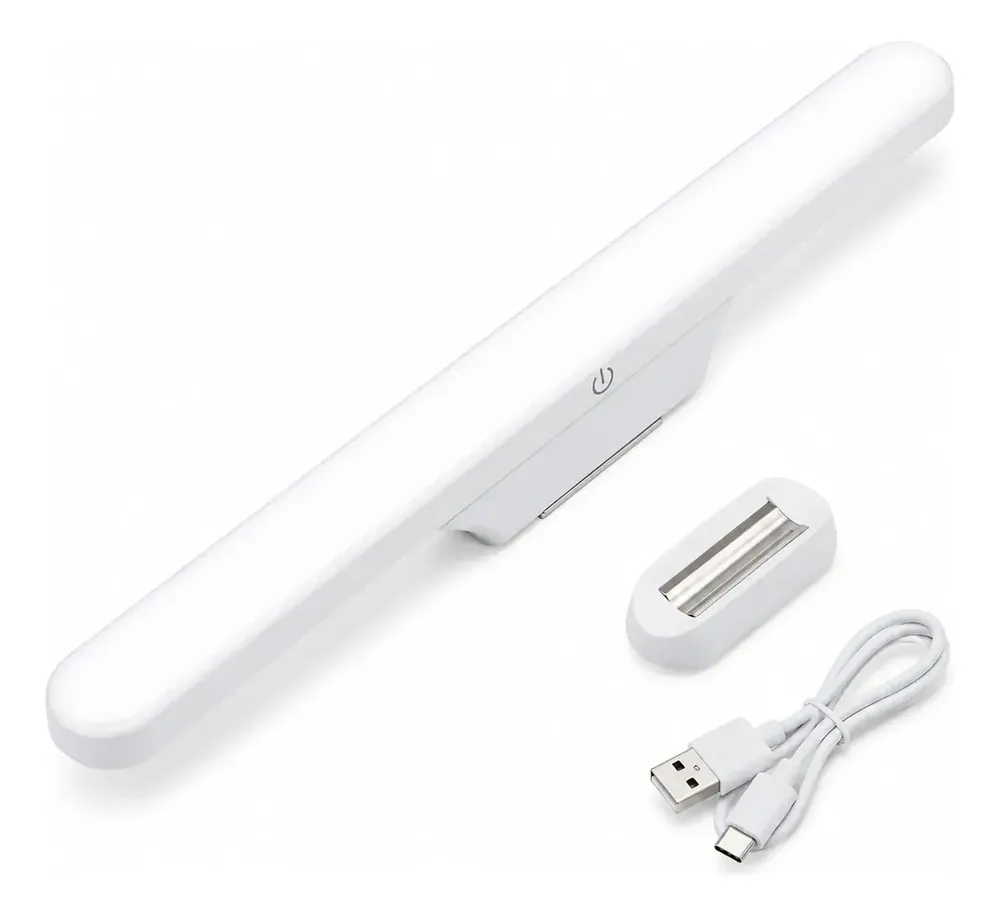 Luminária Led Bastão Sem Fio Bancada Com Suporte Magnético Branco
