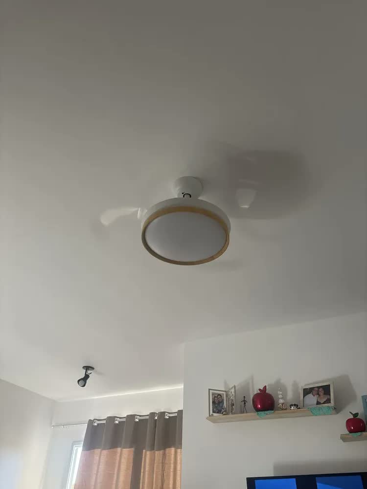 foto de Ventilador de Teto Silencioso Retrátil com Controle Remoto e Luminária LED Bivolt Motor DC Inverter, 6 Velocidades, 3 Cores, Reversão, Timer, 3 Pás Retráteis,36 Pol 92 cm Brightech