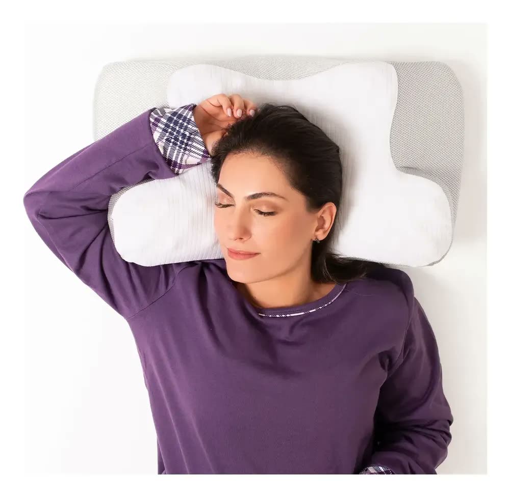 foto de Travesseiro Derila Anti-ronco E Apneia Relax Coluna Cervical Branco E Cinza
