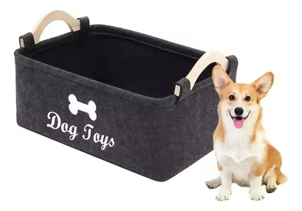 Cesto Organizador Objetos Brinquedos Pet Cachorro Gato Cão Cor Preto