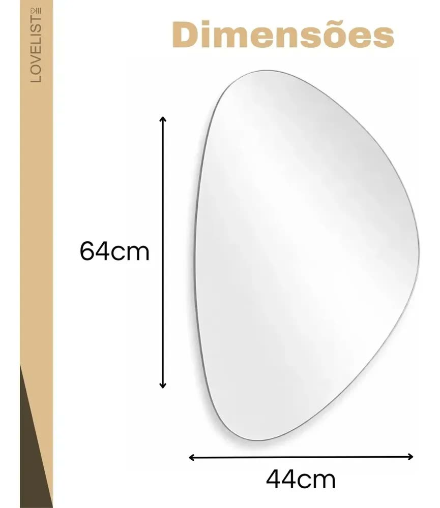 Espelho Orgânico Lapidado Com Iluminação De Led 60x40cm Led Quente