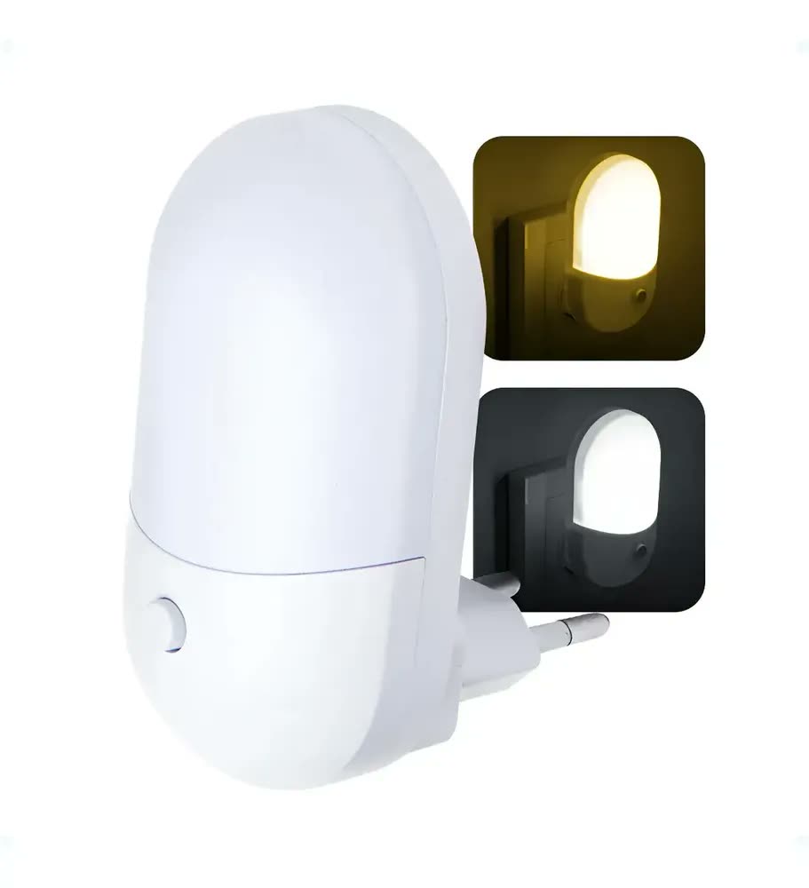 Abajur Quarto Infantil De Tomada Luz Noturna Amarela Branca Branco