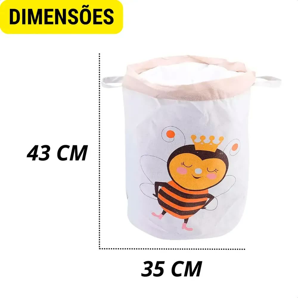 Cesto Roupa Suja Saco Organizador Treco Banheiro Impermeável Cor Abelha