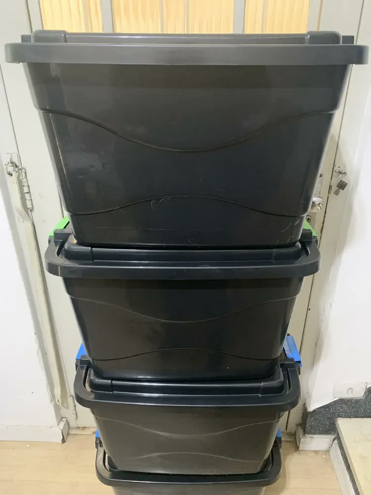 foto de Kit 2 Caixas Organizadoras Multiuso Plástica 56 Litros Preto Lisa