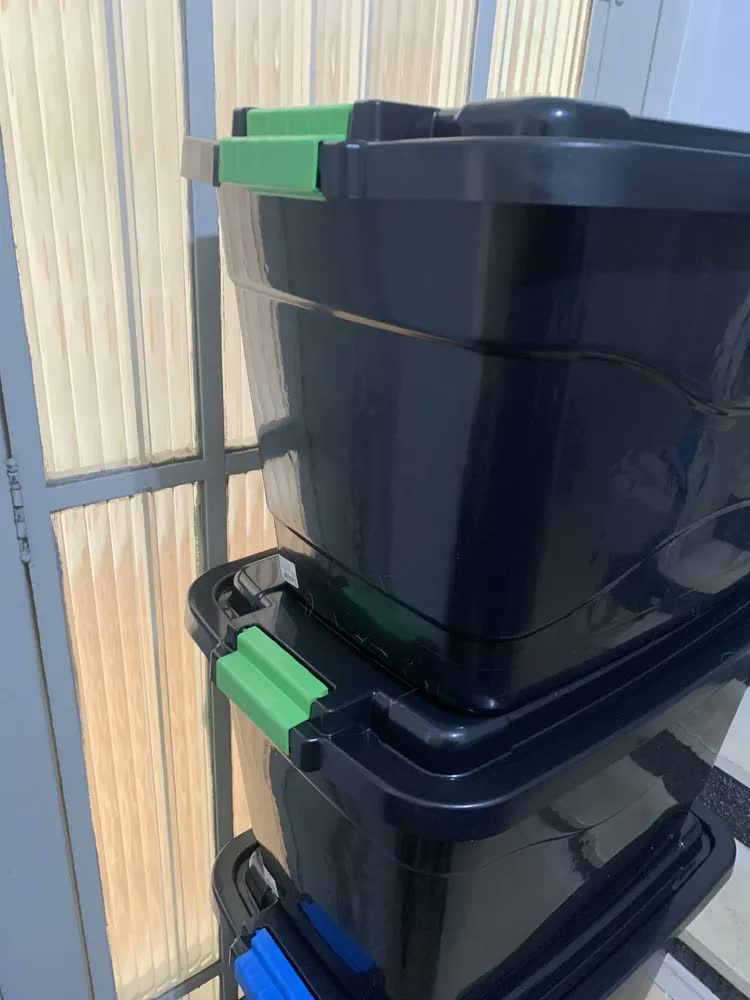 foto de Kit 2 Caixas Organizadoras Multiuso Plástica 56 Litros Preto Lisa