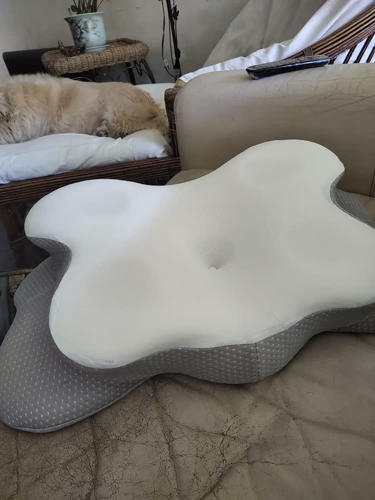 foto de Travesseiro Ergonômico Cervical Viscoelástico Memory Foam Borboleta Ortopédico Anti Ronco Para Coluna Pescoço Sono Confortável