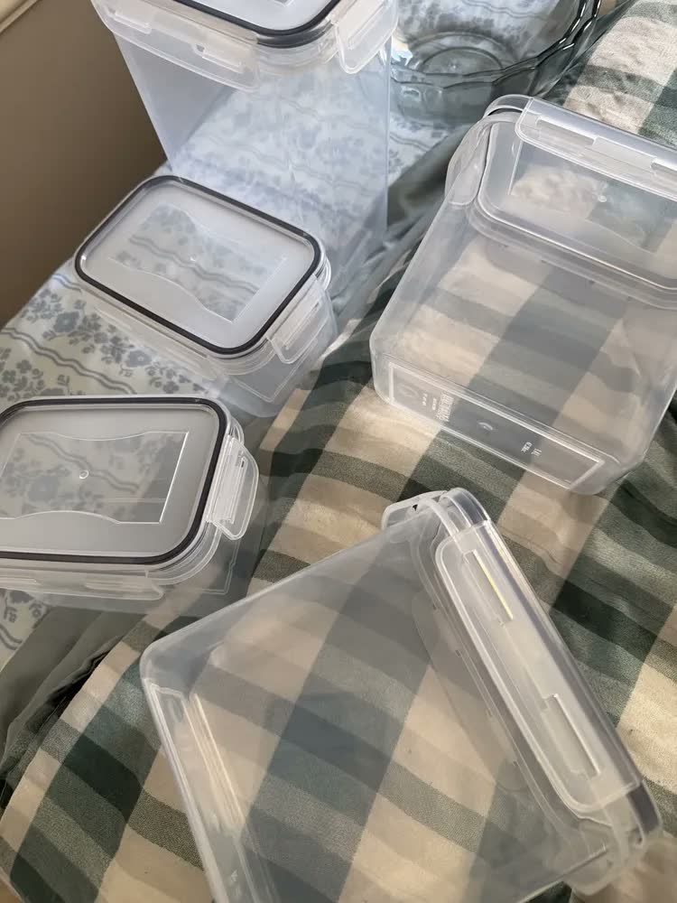 foto de Kit 8 Potes Hermético Starhouse Mantimentos Quadrado Cozinha Super Vedação Lavável Livre De Bpa Transparente