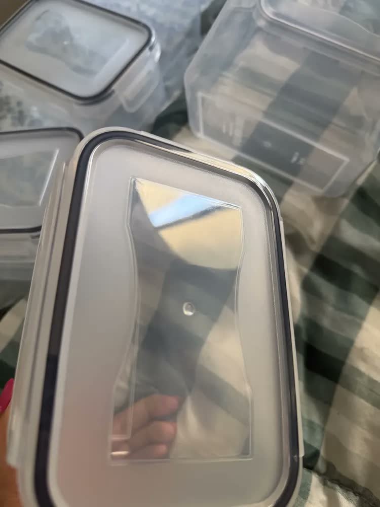 foto de Kit 8 Potes Hermético Starhouse Mantimentos Quadrado Cozinha Super Vedação Lavável Livre De Bpa Transparente
