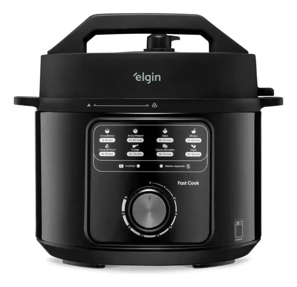 Panela de Pressão Elétrica Elgin Fast Cook 4L 900W Preta