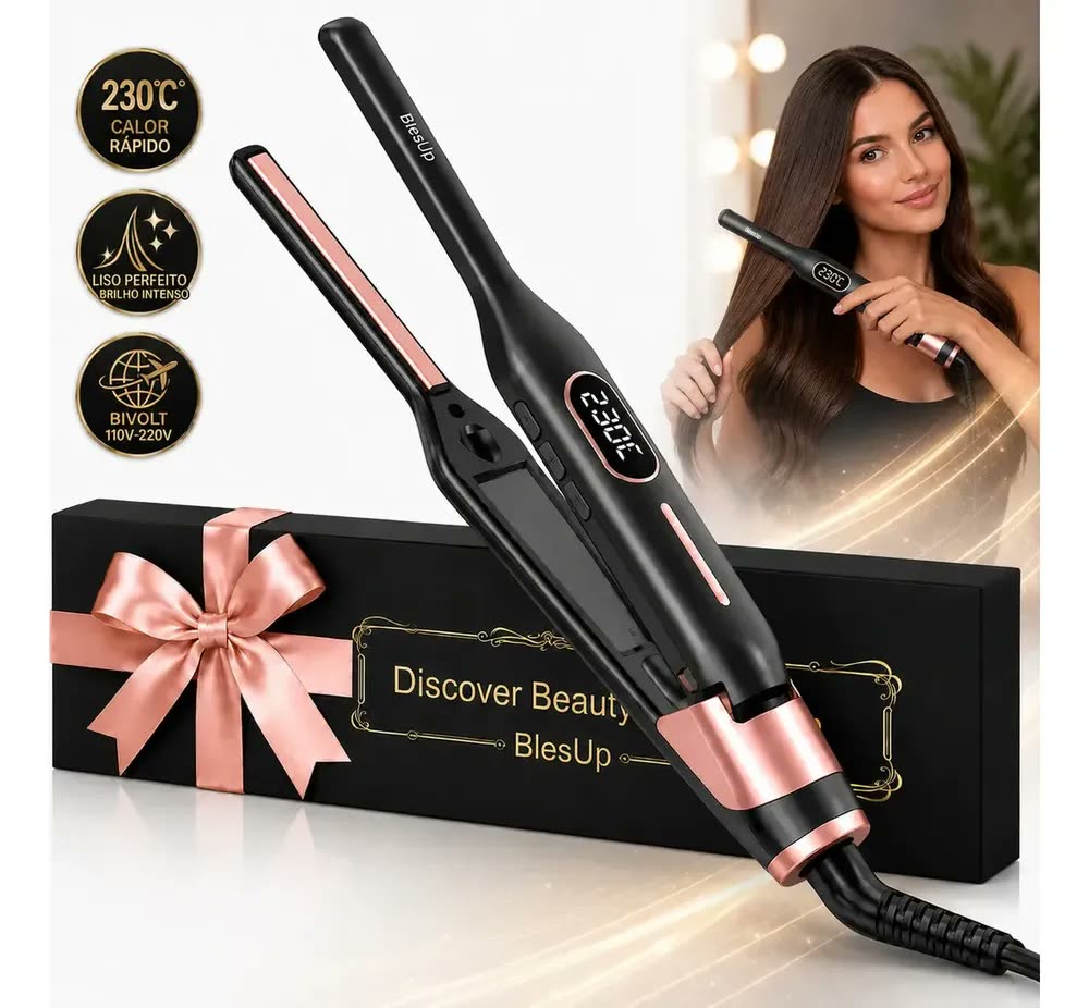 foto de Chapinha Profissional 2 em 1 Prancha Profissional para Cabelo, Modelador de Cachos, Cacheador de Cabelo Ondulador, Temperatura Ajustável 120-230°C, PTC, Bivolt 100-240V, Desligamento Automático