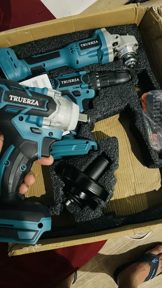 foto de Kit Ferramentas 3 em 1 Truerza: Chave de Impacto, Furadeira e Esmerilhadeira sem Fio 21V