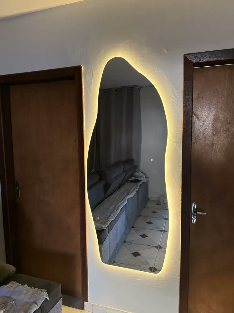 foto de Espelho Orgânico Led Grande Corpo Inteiro 170x70 Quarto Sala