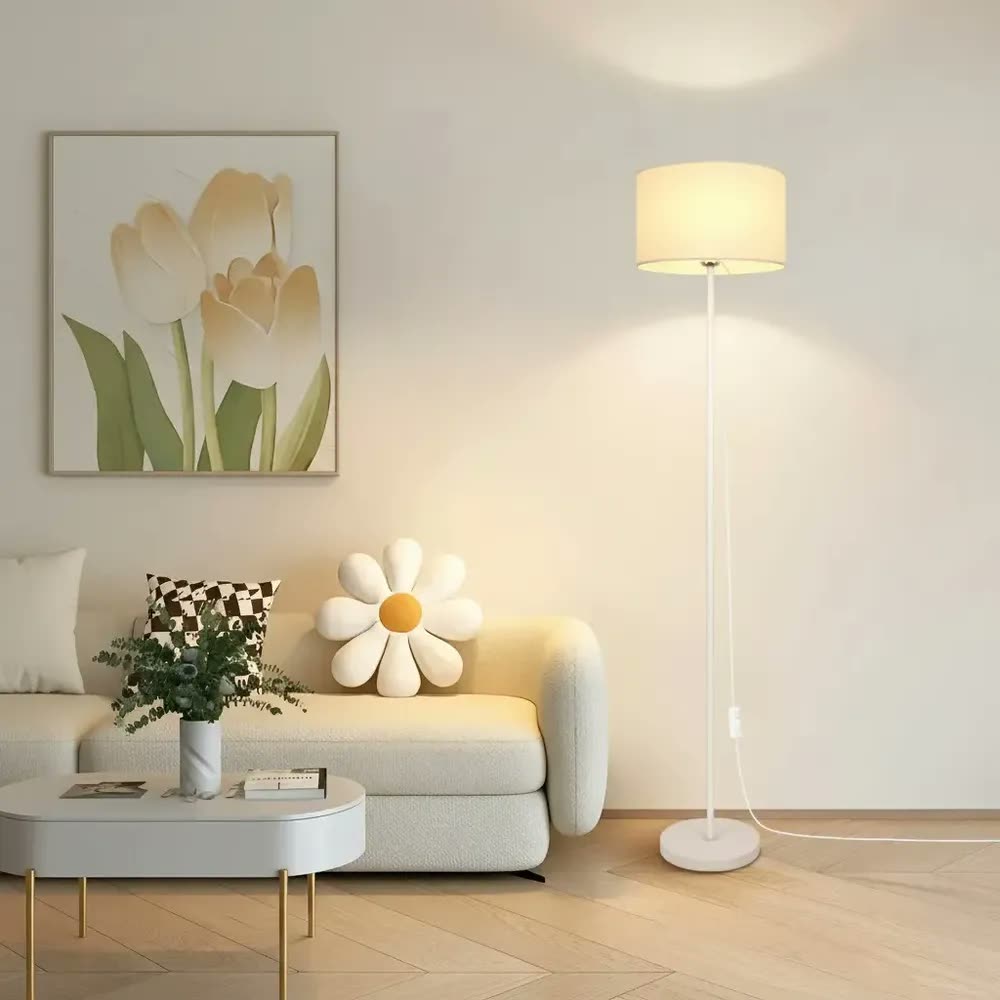 Luminária Chão 1,7m Pedestal Coluna Abajur Led Spot Refletor Cúpula Branco Estrutura Branco