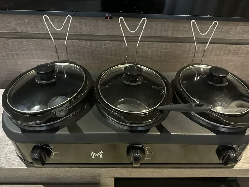 foto de Rechaud Elétrico Triplo Buffet Slow Cooker 3 Panelas