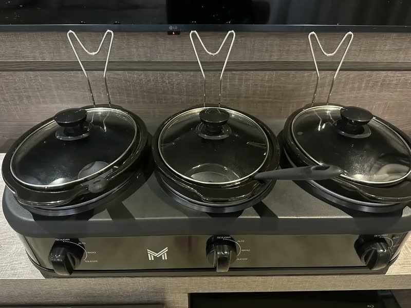 foto de Rechaud Elétrico Triplo Buffet Slow Cooker 3 Panelas
