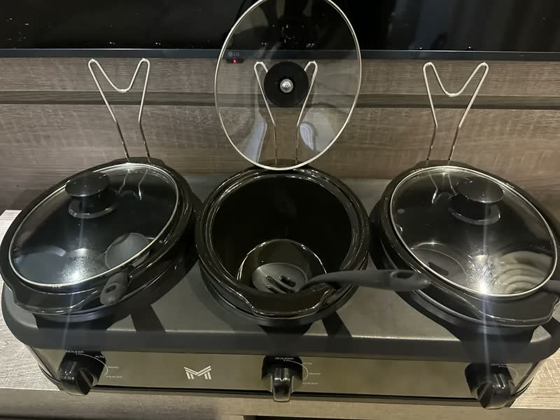 foto de Rechaud Elétrico Triplo Buffet Slow Cooker 3 Panelas