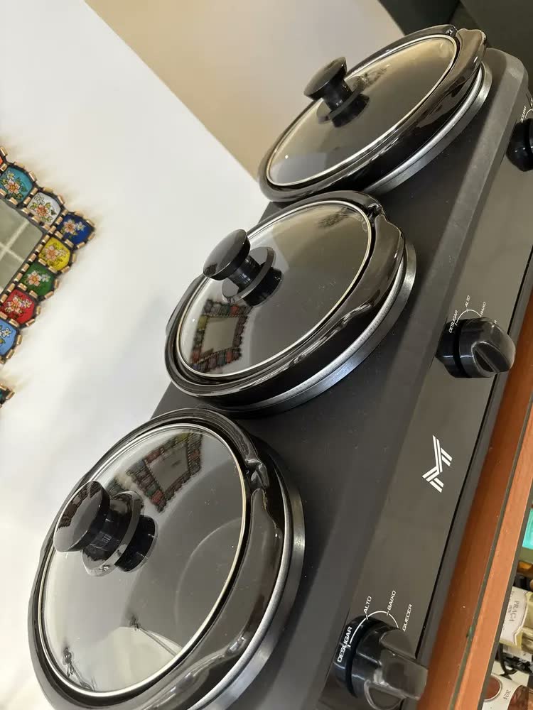 foto de Rechaud Elétrico Triplo Buffet Slow Cooker 3 Panelas