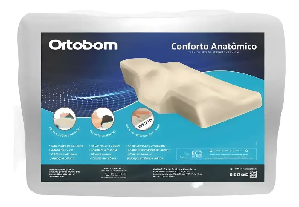 foto de Travesseiro Nasa Cervical Ortobom Ortopédico Anatômico Gel