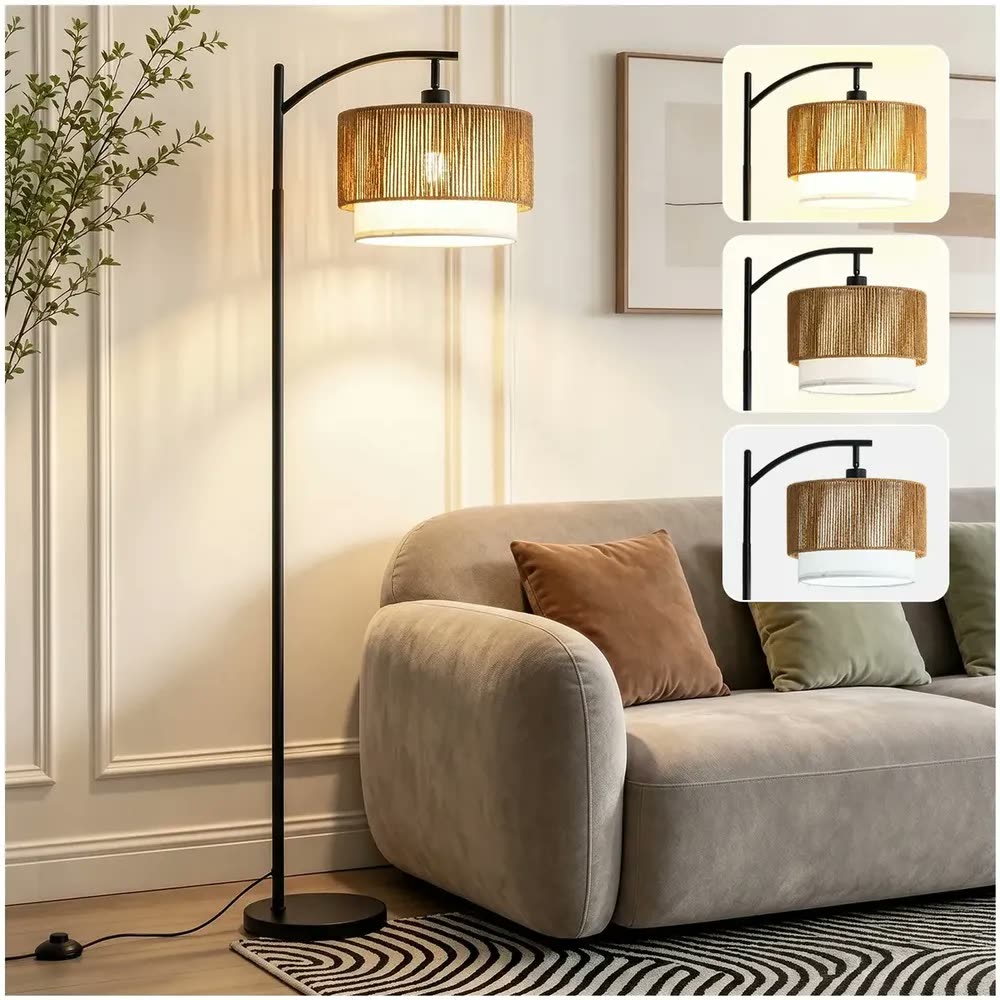 Luminaria de Chao Led Preta Abajur Com Cupula Moderna Minimalista Retro Para Dala Sala Leitura Quarto