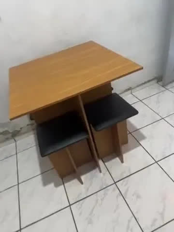 foto de Conjunto Kit Sala de Jantar Mesa Gabriela Quadrada Com 4 Cadeiras Design Moderno Compacto Cozinha Cor Freijó Black