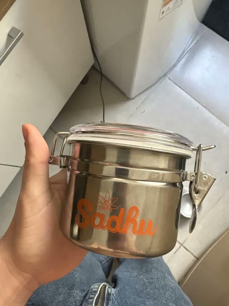 foto de Pote Hermético Aço Inox Sadhu 513ml Porta Erva Matéria Prima Inox