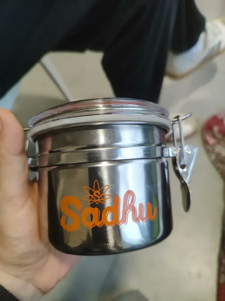 foto de Pote Hermético Aço Inox Sadhu 513ml Porta Erva Matéria Prima Inox