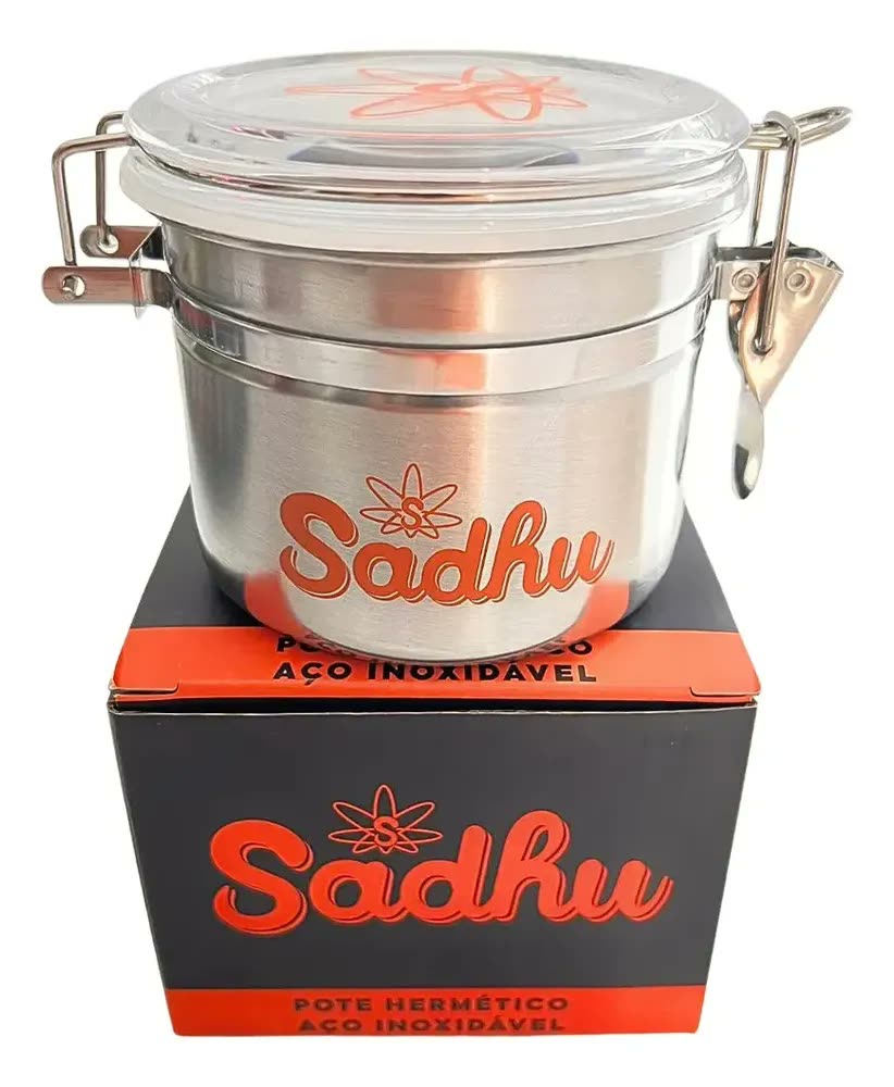 Pote Hermético Aço Inox Sadhu 513ml Porta Erva Matéria Prima Inox