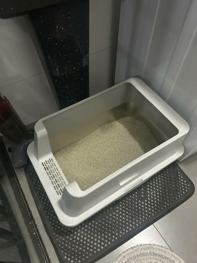 foto de Caixa de Areia Fechada SAIKIT Furba Grande para Gato em Aço, Prateada, com Pá e Tapete Coletor