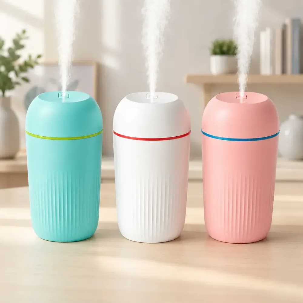 Umidificador De Ar Difusor De Aromas Aromatizador Para Oleos Essenciais Com Conexao USB E Iluminacao Led Cor Branco Capacidade 400ml Para Bem Estar E Decorativo De Ambientes Internos