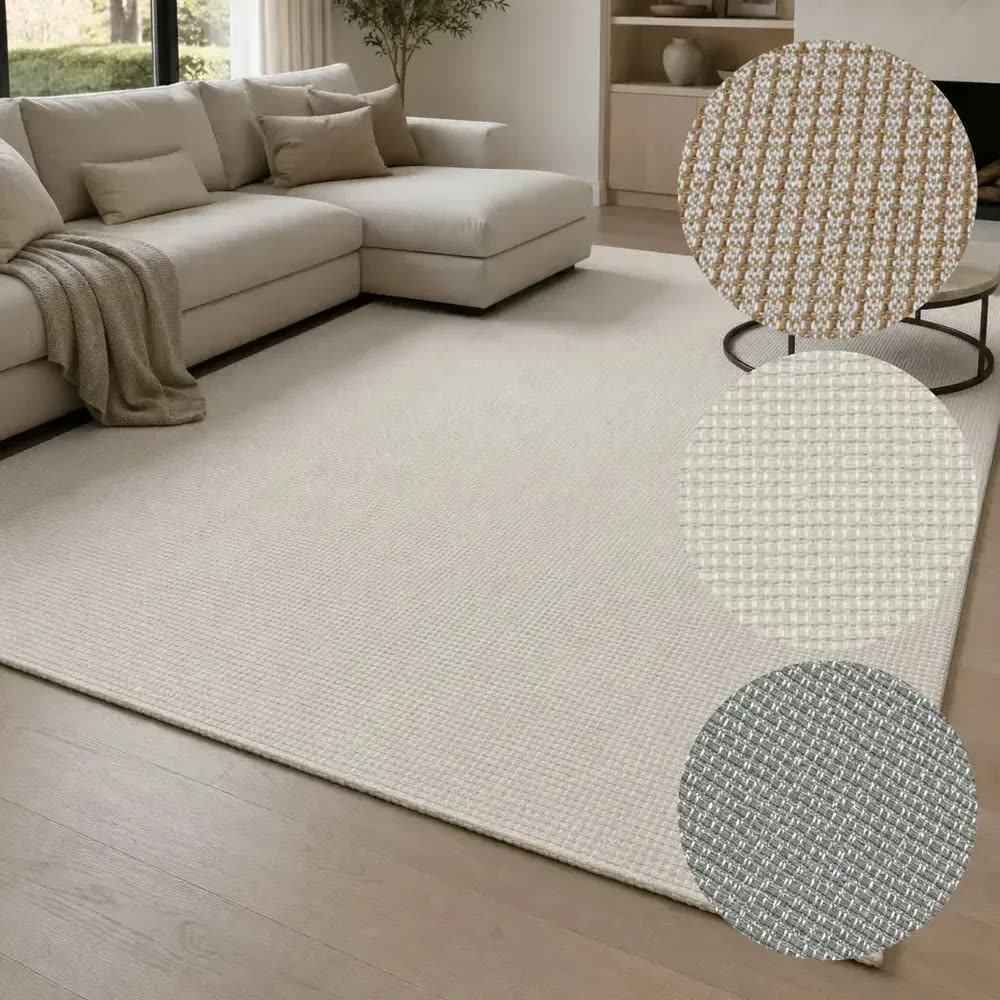 foto de Tapete Sala Quarto Grande 200x150 Algodão Antiderrapante 2 M 1.5 M Creme
