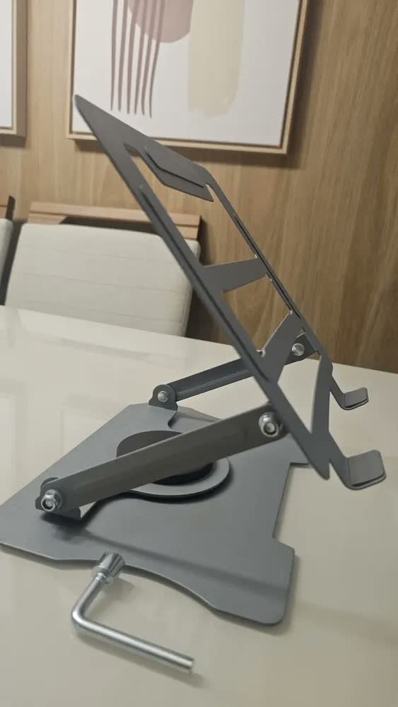 foto de Suporte De Mesa Para Notebook Mac Metal Base 360° Ajustável Prateado