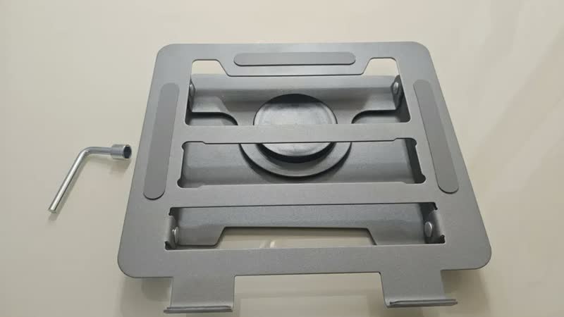 foto de Suporte De Mesa Para Notebook Mac Metal Base 360° Ajustável Prateado