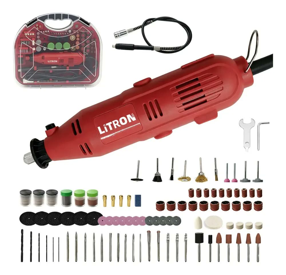 Mini Retifica Lixadeira 180W Muitos Acessórios 6 Velocidades Potente Para Lixar Polir Cortar Artesanato Madeira Multiuso