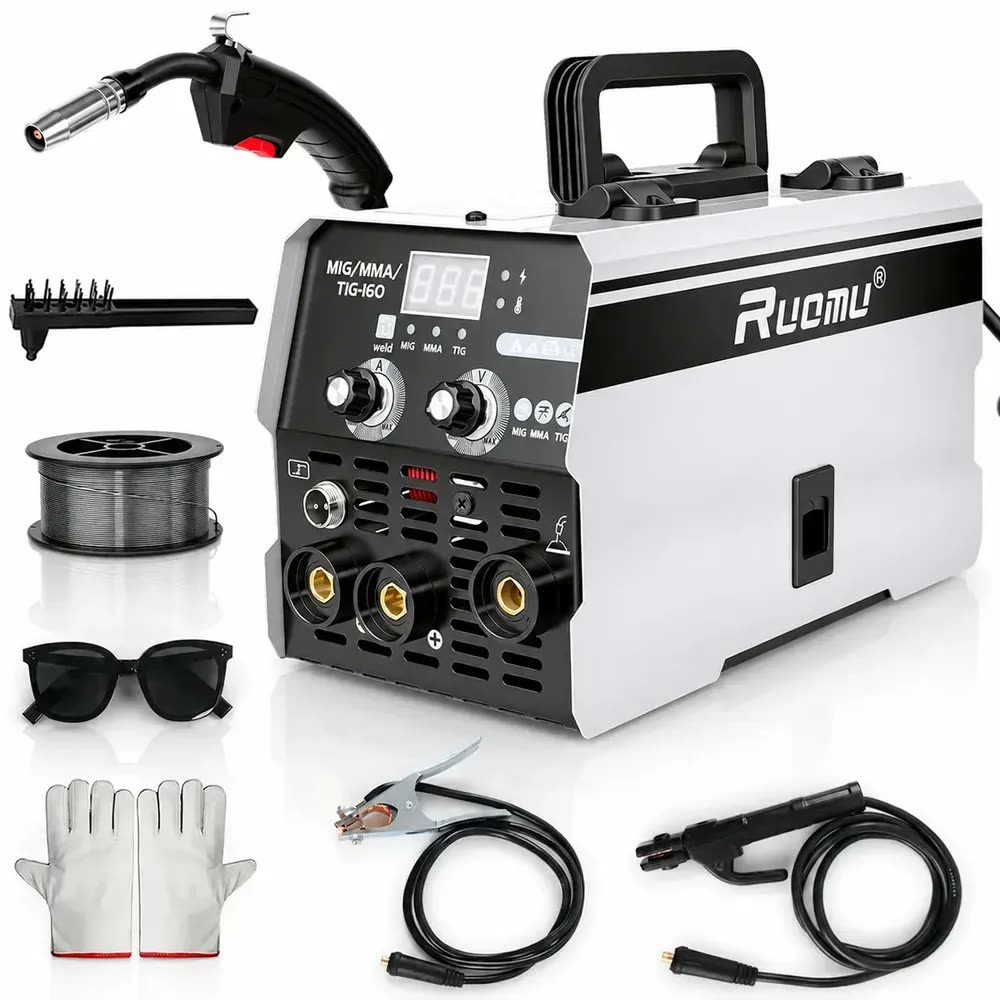 Máquina De Solda Inversora Mig Sem Gás 3 Em 1 Mma Tig Lift 160a Com Tocha Mig E Acessórios