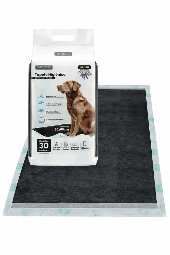 foto de Newpet Tapete Higiênico com Carvão Ativado e Lavanda 60x60cm 30un | Neutraliza Odores | Anti Vazamento | Feromônios | Adesivo Fixador
