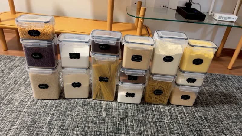 foto de Kit 15 Potes Herméticos Retangulares U-STAR para Mantimentos, com Etiquetas e Caneta