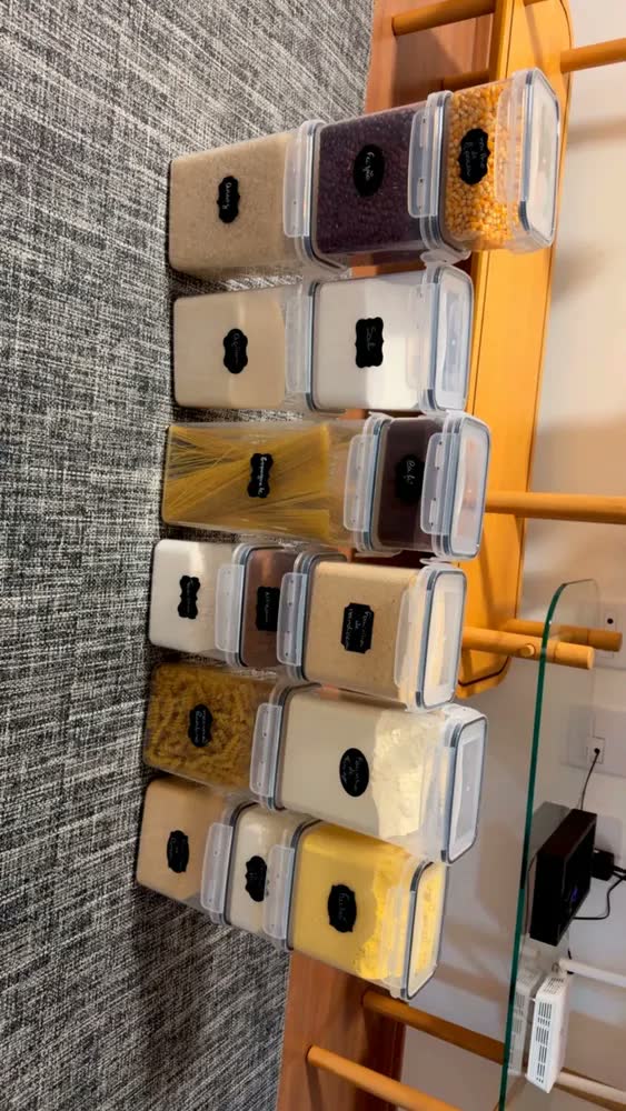 foto de Kit 15 Potes Herméticos Retangulares U-STAR para Mantimentos, com Etiquetas e Caneta