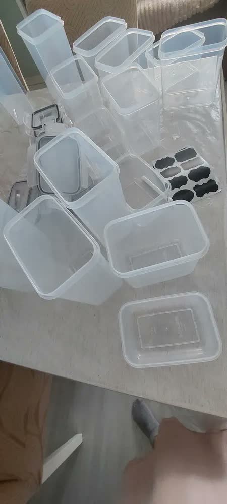 foto de Kit 15 Potes Herméticos Retangulares U-STAR para Mantimentos, com Etiquetas e Caneta