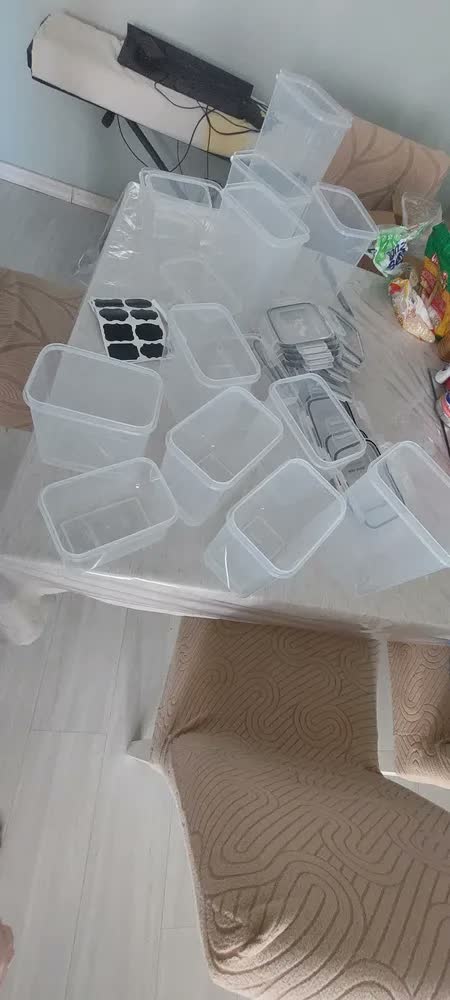 foto de Kit 15 Potes Herméticos Retangulares U-STAR para Mantimentos, com Etiquetas e Caneta