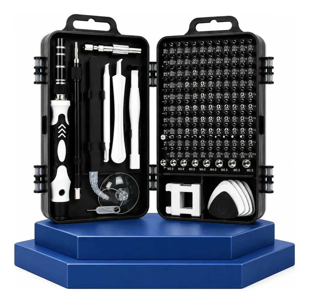 Kit Chave Precisão BLACK RAIPE 115 Em 1 Magnética Torx Phillips Completo Cor Cinza