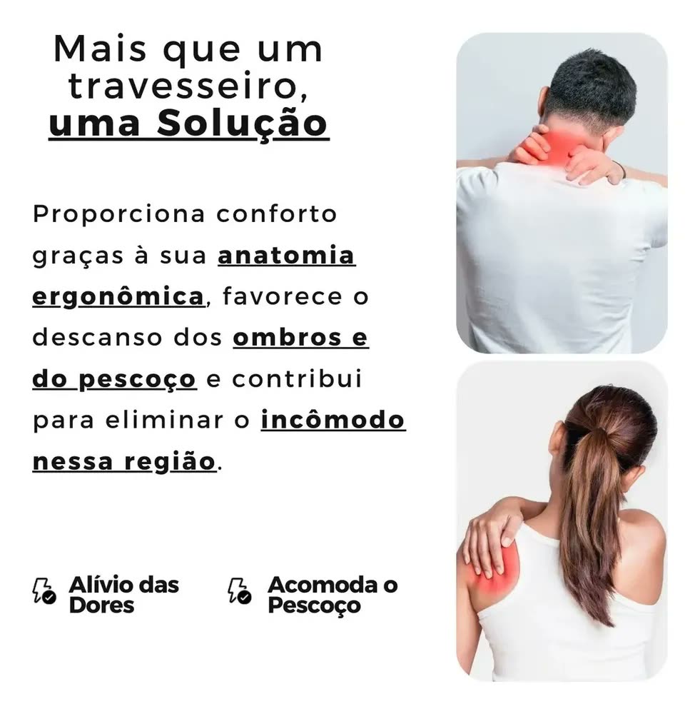 Travesseiro Nasa Cervical Anatômico Ortopédico Viscoelástico Branco Branco