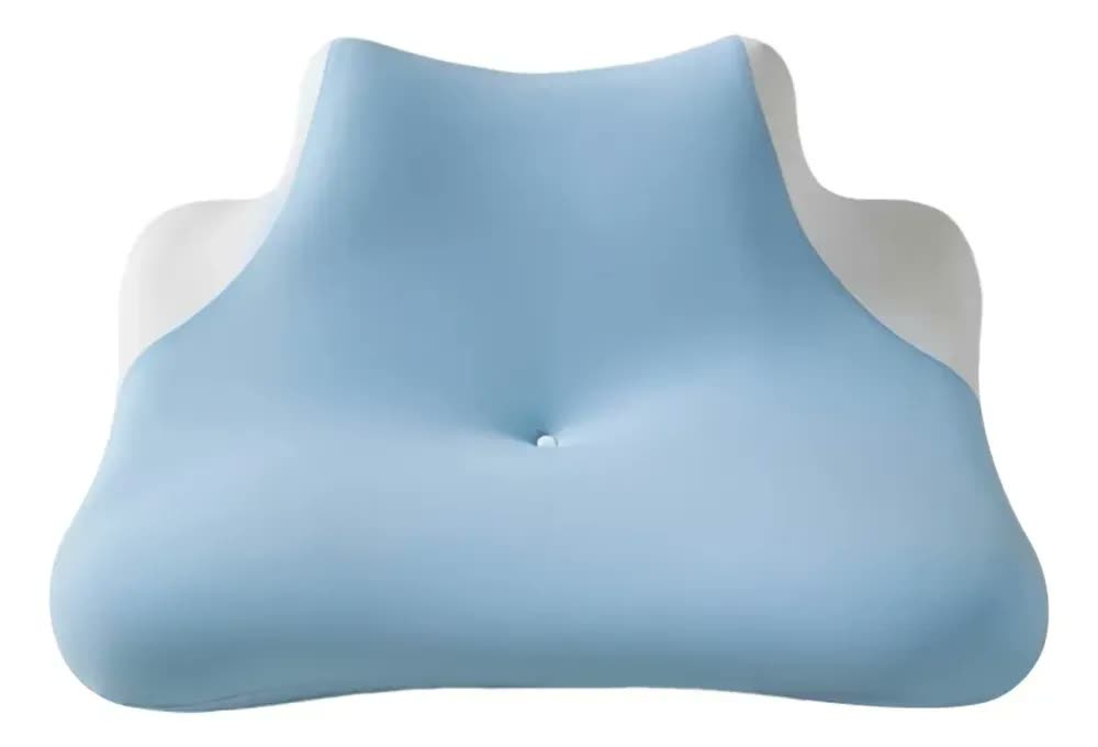 Travesseiro Cervical Ortopédico Ergonômico Viscoelástico Azul-claro