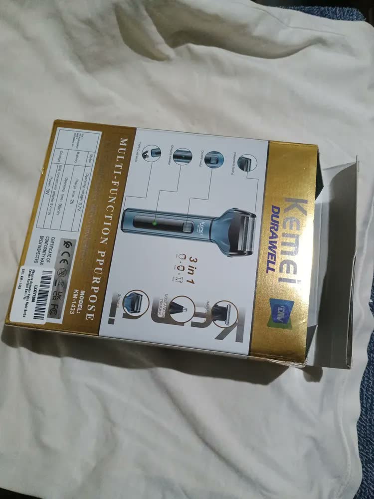 foto de Máquina Aparador Pelos Para nariz Barba Cortar Cabelo Bigode Portátil Sem Fio Kit barbeiro 3 em 1 Maquininha Acabamento Corporal Depilador Elétrico Masculino Uso Domestico Recarregável Bivolt
