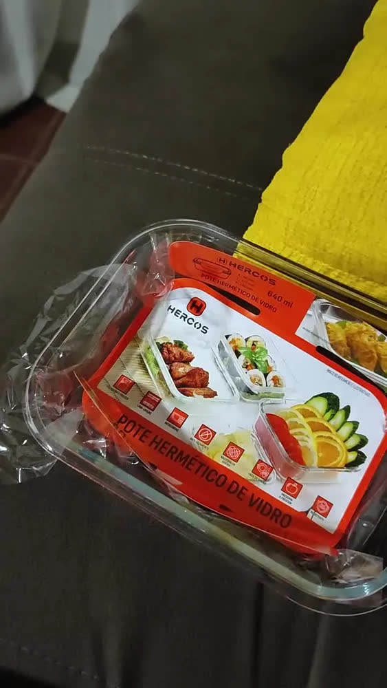 foto de Pote Hermético De Vidro 640ml Marmita Forno Micro-ondas Airfryer Com 4 Travas De Super Vedação S Siqueira