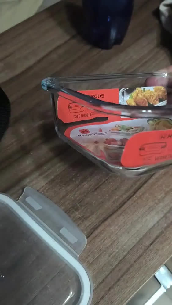 foto de Pote Hermético De Vidro 640ml Marmita Forno Micro-ondas Airfryer Com 4 Travas De Super Vedação S Siqueira